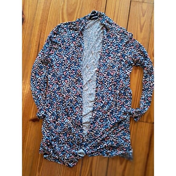LANDS’ END Women’s Cardigan Sweater Sz Large (14-16) Multi Color Floral Spring - Picture 1 of 3